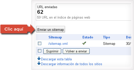 Enviar un sitemap