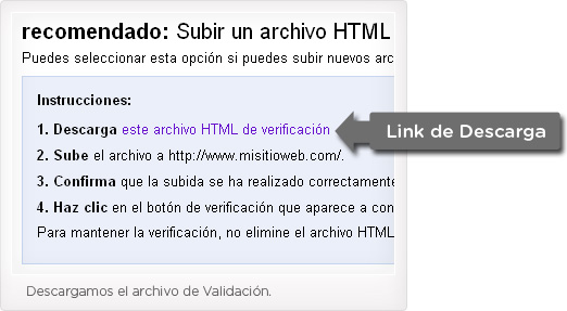 Descargar archivo de verificación