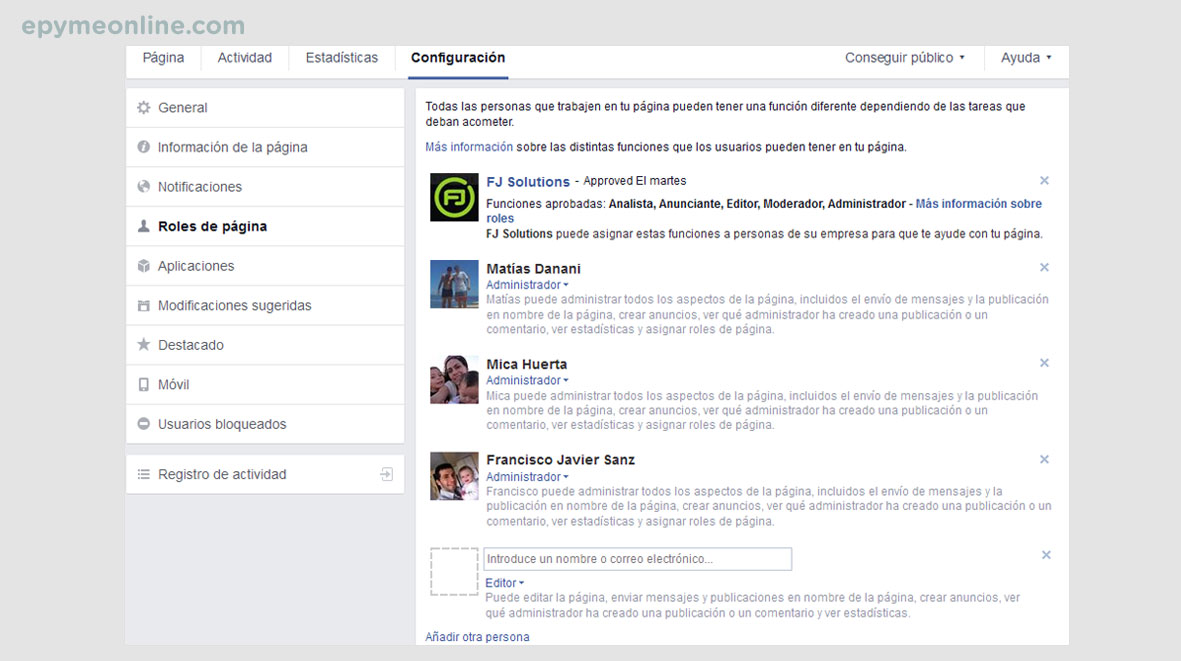 Roles de Página en Facebook