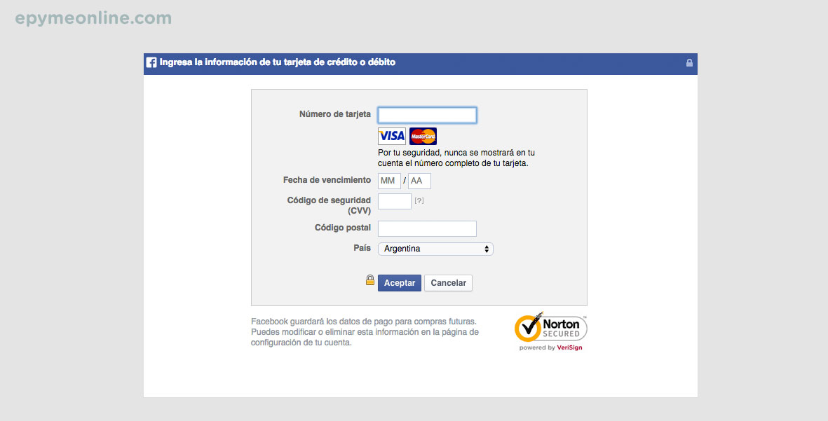 Formulario de tarjeta de crédito