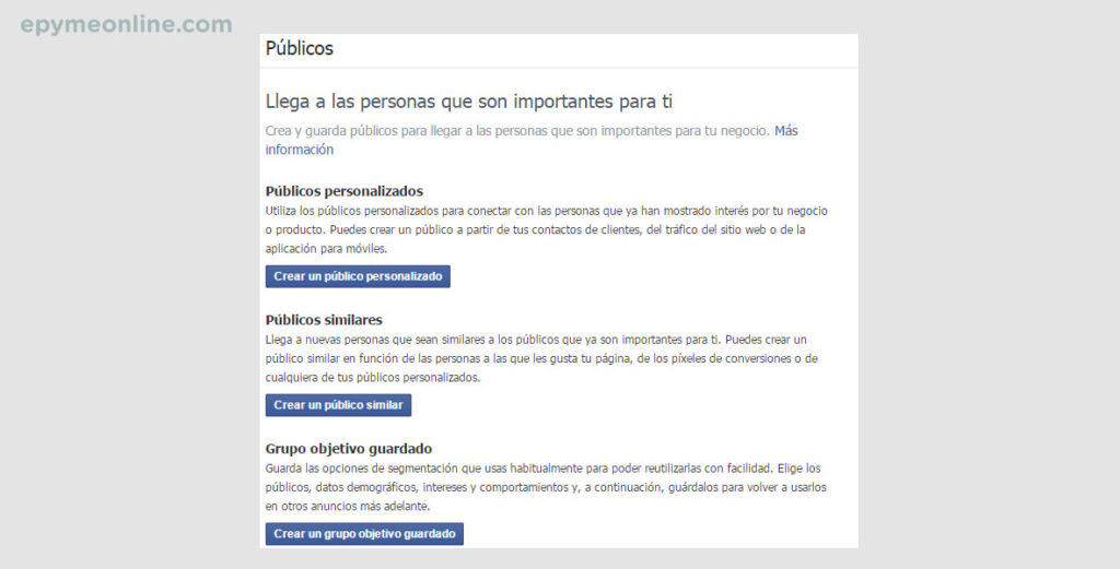 Público personalizado de Facebook