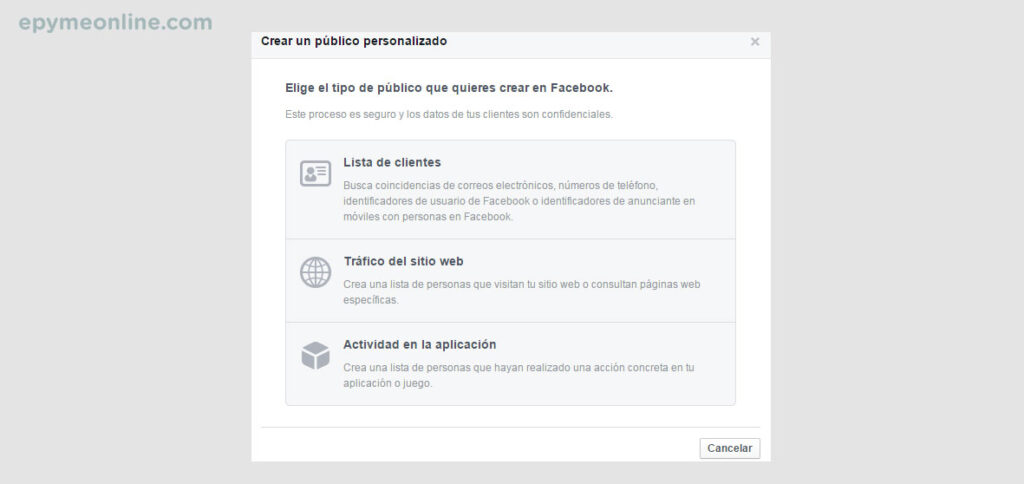 Público personalizado de Facebook