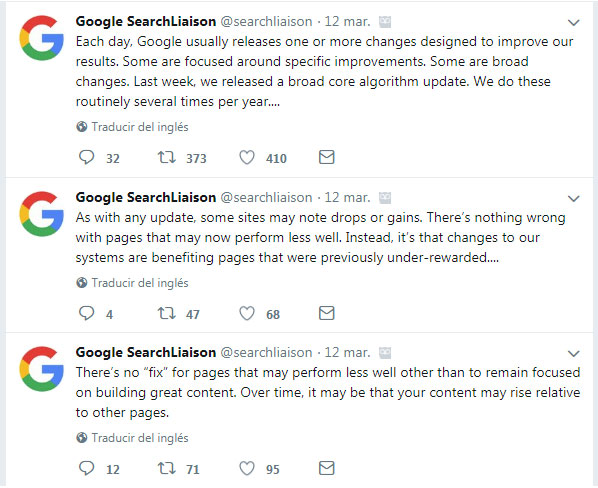 Actualización algoritmo de Google marzo 2018