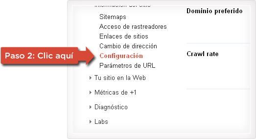 Configuración del sitio web